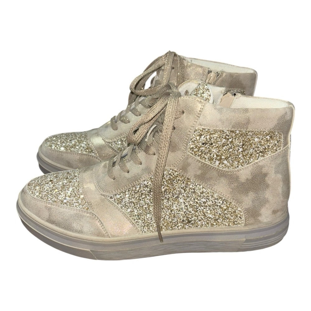 NWOT Corky's Hey Girl Womens 7 Flashy High Top Sneakers Clear Rhinestone Sparkle